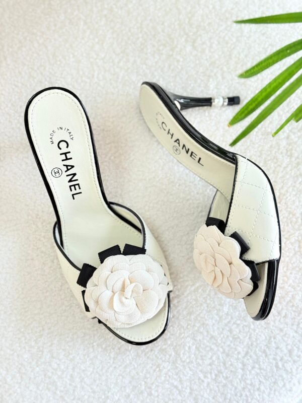 Chanel Camellia Heeled Mules